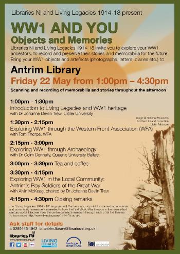 2015-05-22 # Libraries NI and LL (WW1 and you) # Antrim