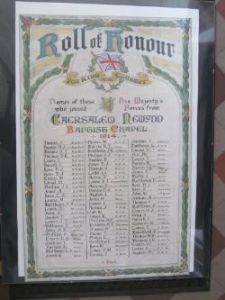 Caersalem Newydd Roll of Honour
