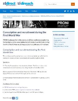2017-08-25 # Conscription and recruitment during the First World War PRONI